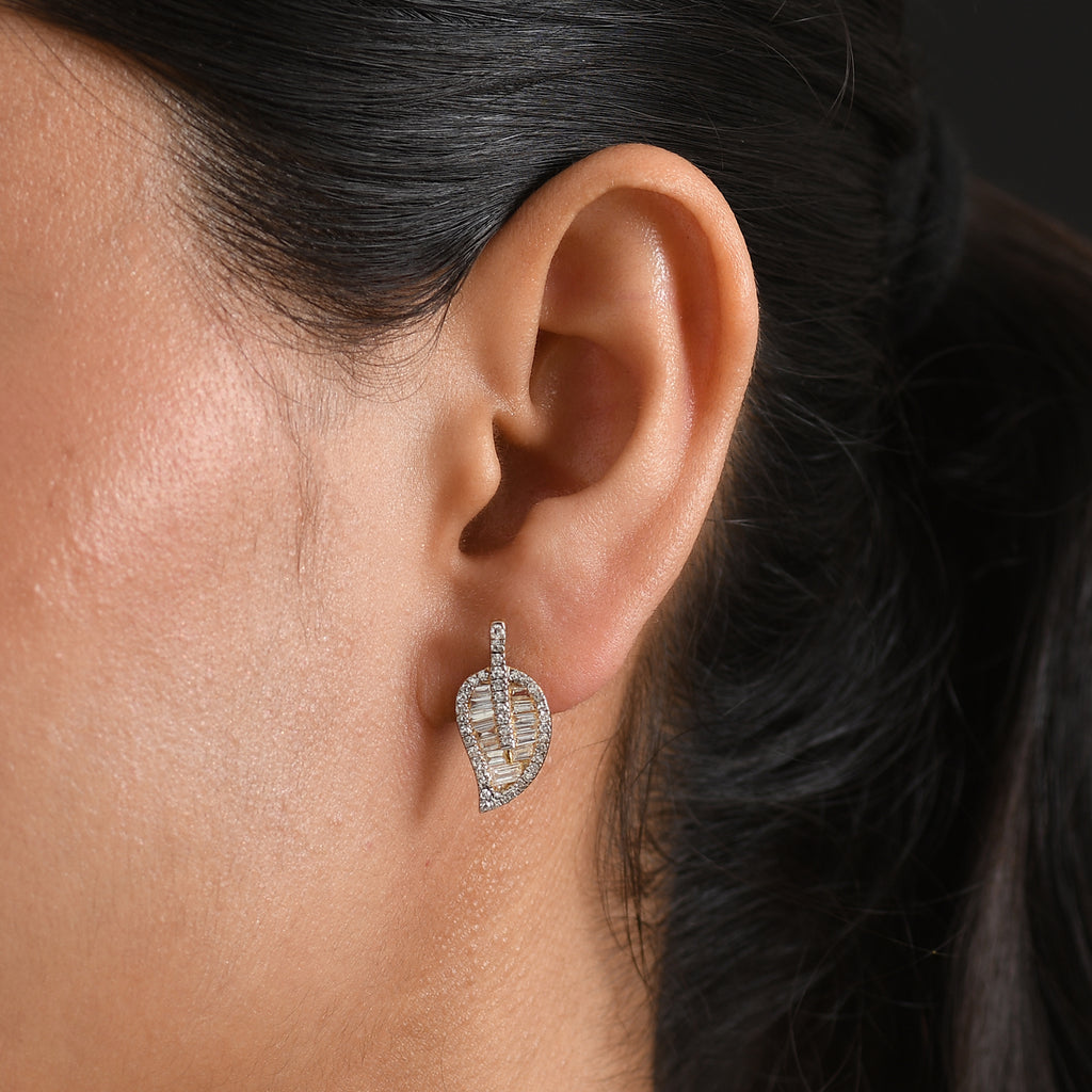 Luxuriant - Lab Grown Diamond (SI/G-H) Leaf Earring with Push Post in 18K Vermeil Yellow Gold Plated Sterling Silver 1.50 Ct._8604209_1
