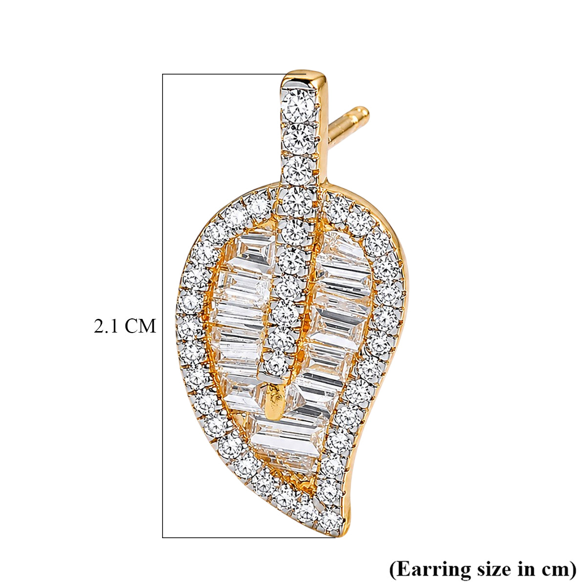 JCK VEGAS CLOSEOUT DEAL - Lab Grown Diamond (SI/G-H) Leaf Earring with Push Post in 18K Vermeil Yellow Gold Plated Sterling Silver 1.50 Ct. 8604209 5