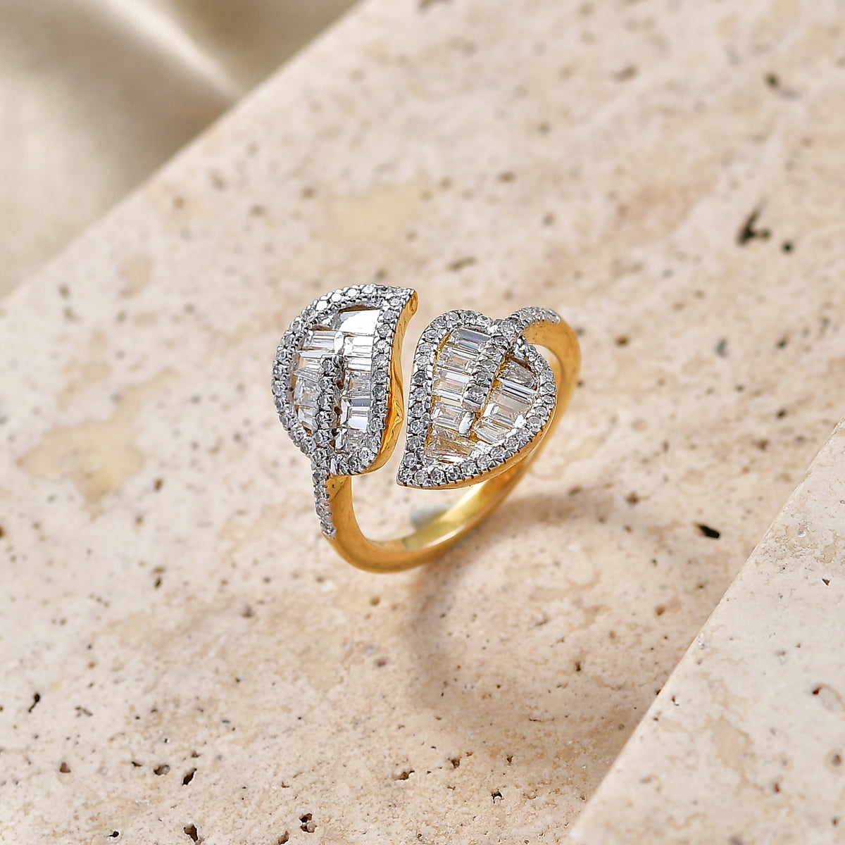 JCK VEGAS CLOSEOUT DEAL - Luxuriant - Lab Grown Diamond (SI/G-H) Leaf Bypass Ring in 18K Vermeil Yellow Gold Plated Sterling Silver 1.50 Ct. 8604213 3