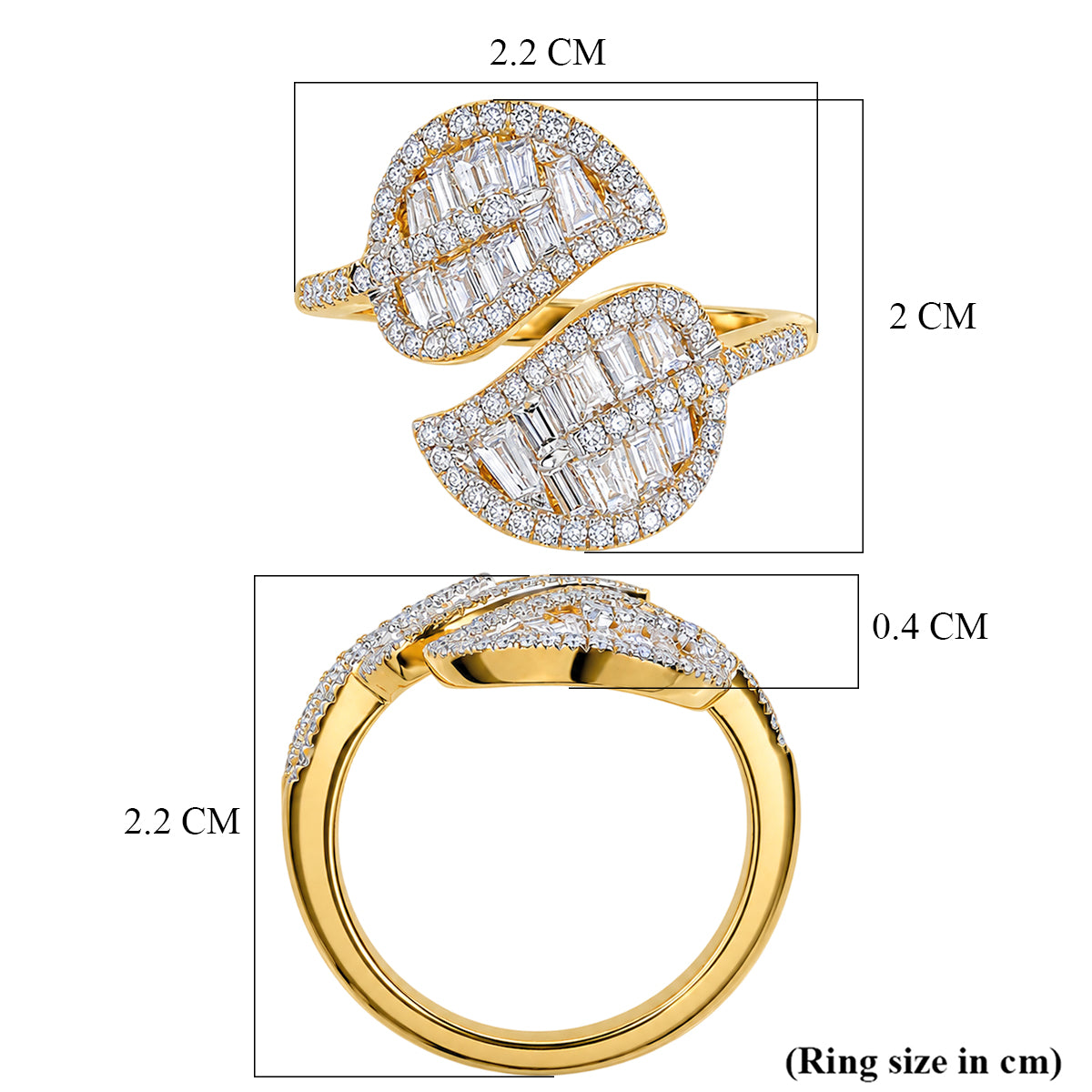 JCK VEGAS CLOSEOUT DEAL - Luxuriant - Lab Grown Diamond (SI/G-H) Leaf Bypass Ring in 18K Vermeil Yellow Gold Plated Sterling Silver 1.50 Ct. 8604213 6
