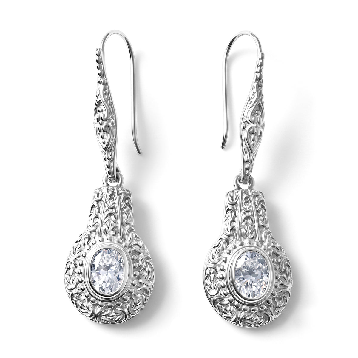 Royal Bali Collection - D'Joy Moissanite Vintage Drop Earring with Hook in Sterling Silver 2.60 Ct. 8604601 0