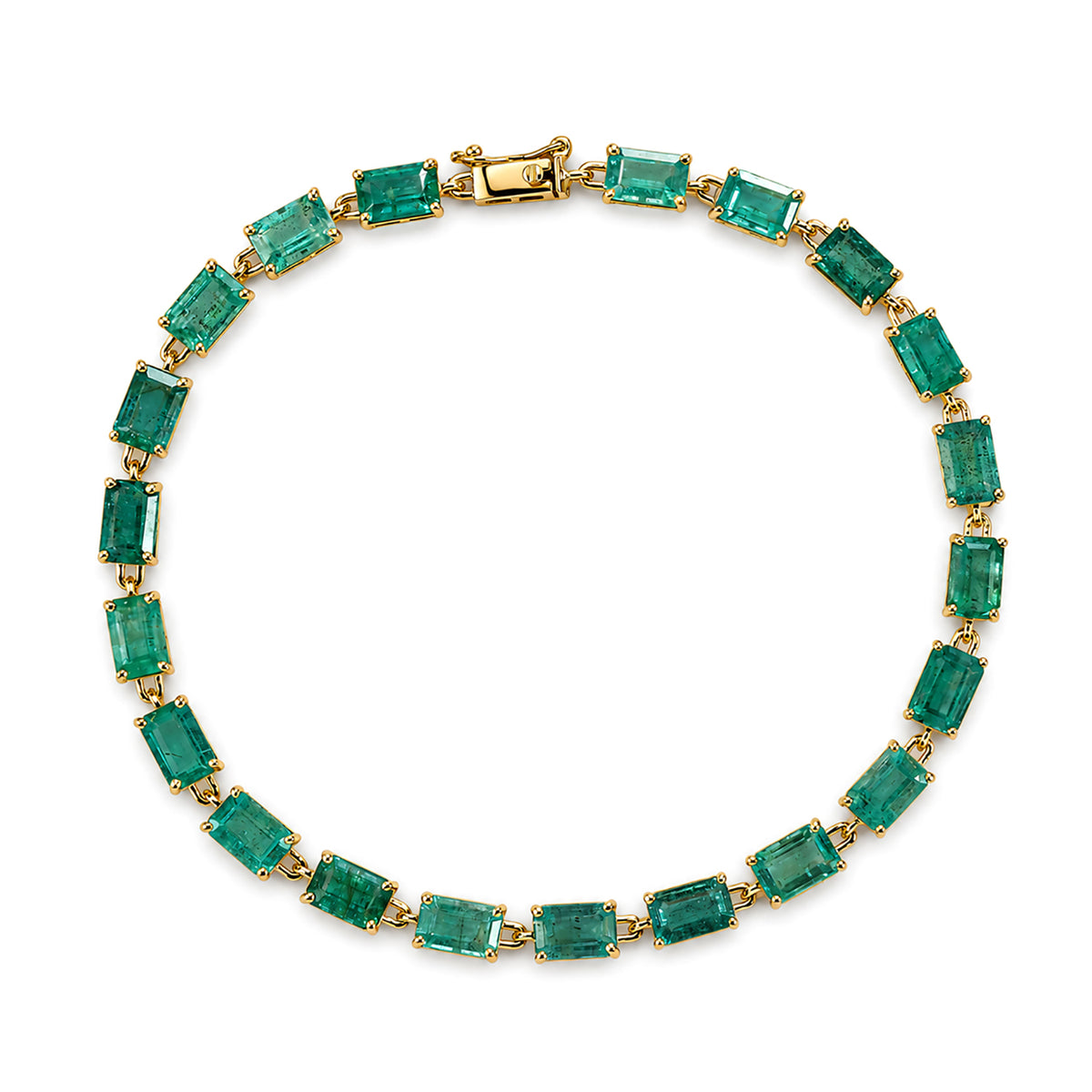 THE IMPERIAL TREASURE - 9K Yellow Gold AAA Gemfields Zambian Emerald Tennis Bracelet (Size - 7.5) with GB Lock Box 12.00 Ct, Gold Wt. 3.11 Gms (LIMITED STOCK)_8604631