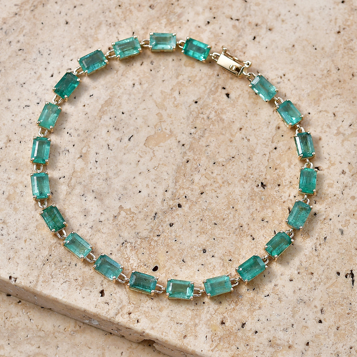 THE IMPERIAL TREASURE - 9K Yellow Gold AAA Gemfields Zambian Emerald Tennis Bracelet (Size - 7.5) with GB Lock Box 12.00 Ct, Gold Wt. 3.11 Gms (LIMITED STOCK) 8604631 3