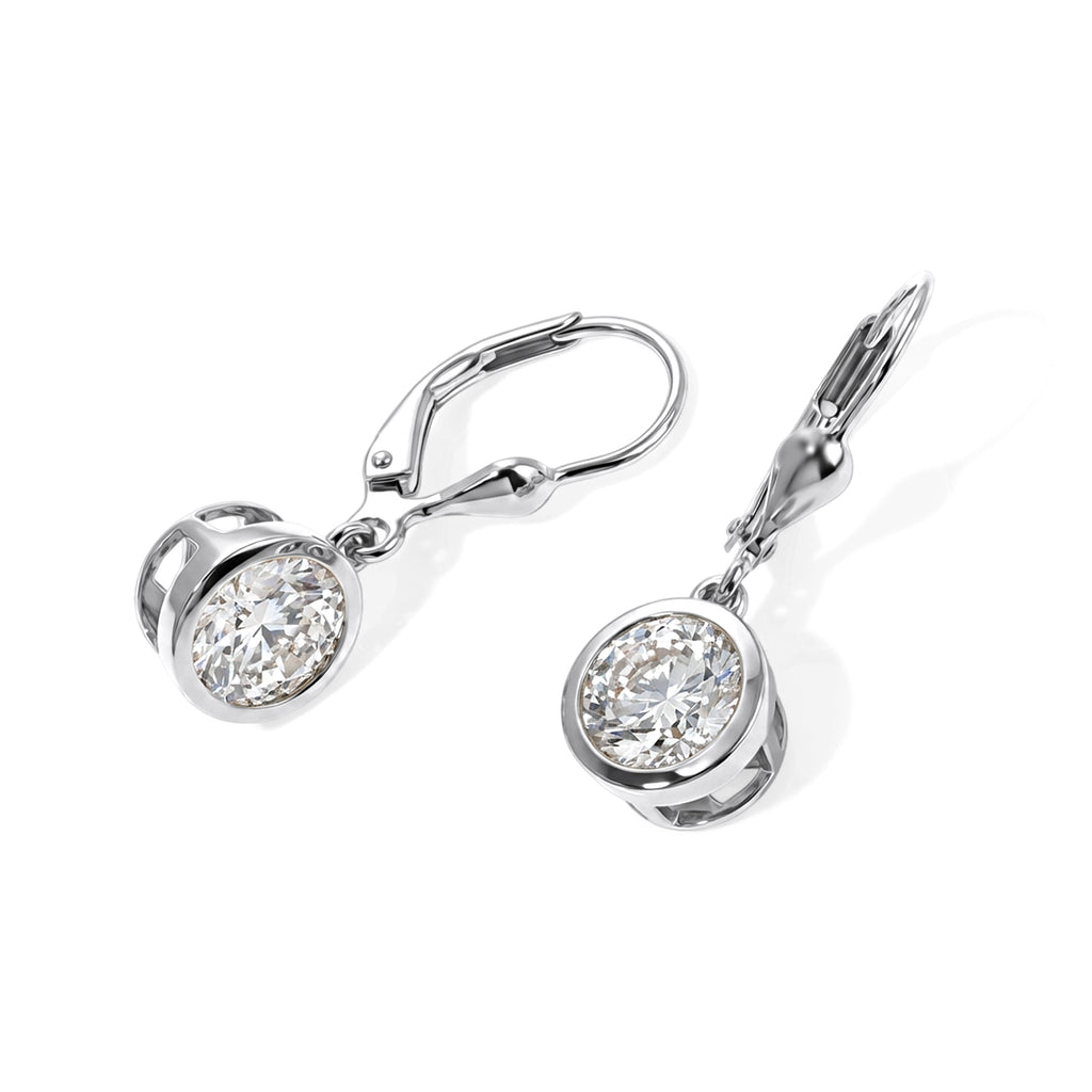 Royal Bali Collection - D'Joy Moissanite Solitaire Lever Back Earring in Rhodium Overlay Sterling Silver 3.00 Ct._8604733_3