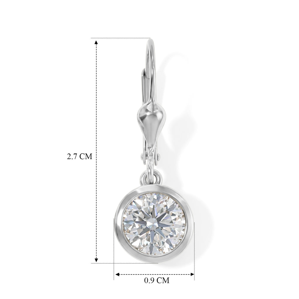Royal Bali Collection - D'Joy Moissanite Solitaire Lever Back Earring in Rhodium Overlay Sterling Silver 3.00 Ct._8604733_4