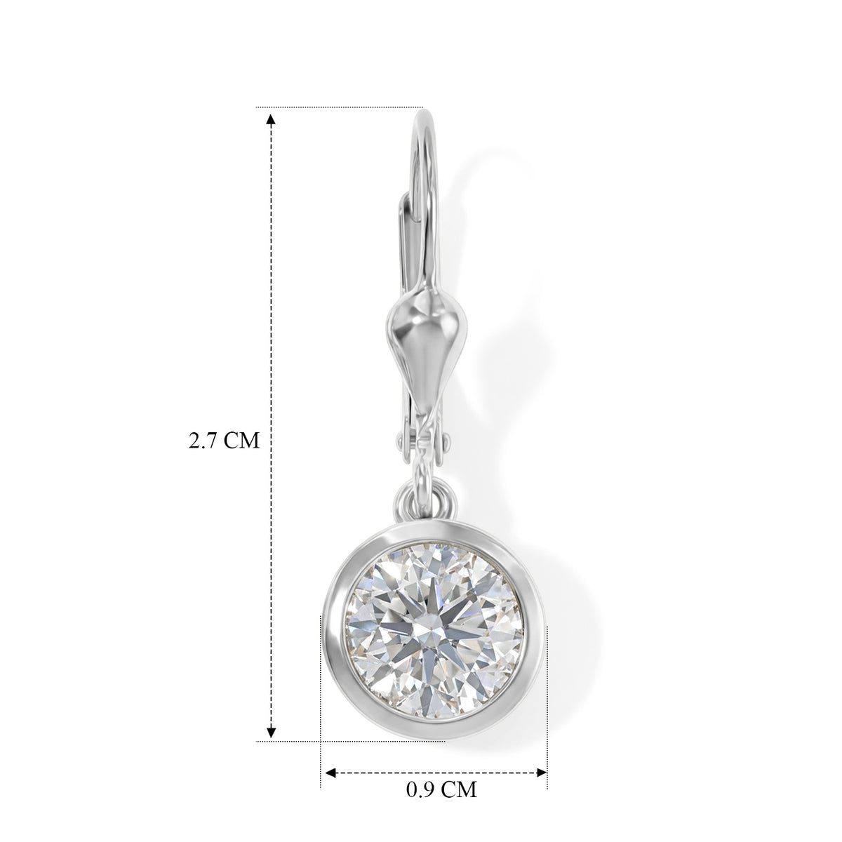 D'Joy Moissanite Solitaire Lever Back Earring in Rhodium Overlay Sterling Silver 3.00 Ct. V32521548 4