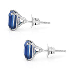 Ceylon Color Quartz Solitaire Stud Push Post Earring in Platinum Overlay Sterling Silver 4.05 Ct._8606045_3
