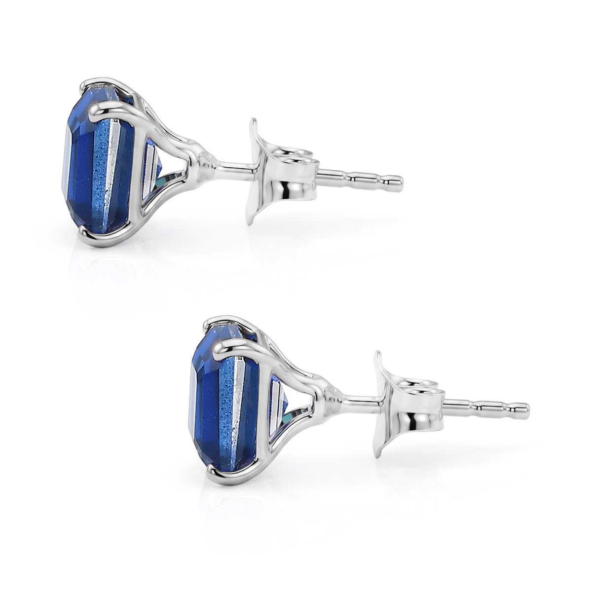 Ceylon Color Quartz Solitaire Stud Push Post Earring in Platinum Overlay Sterling Silver 4.05 Ct. 8606045 3