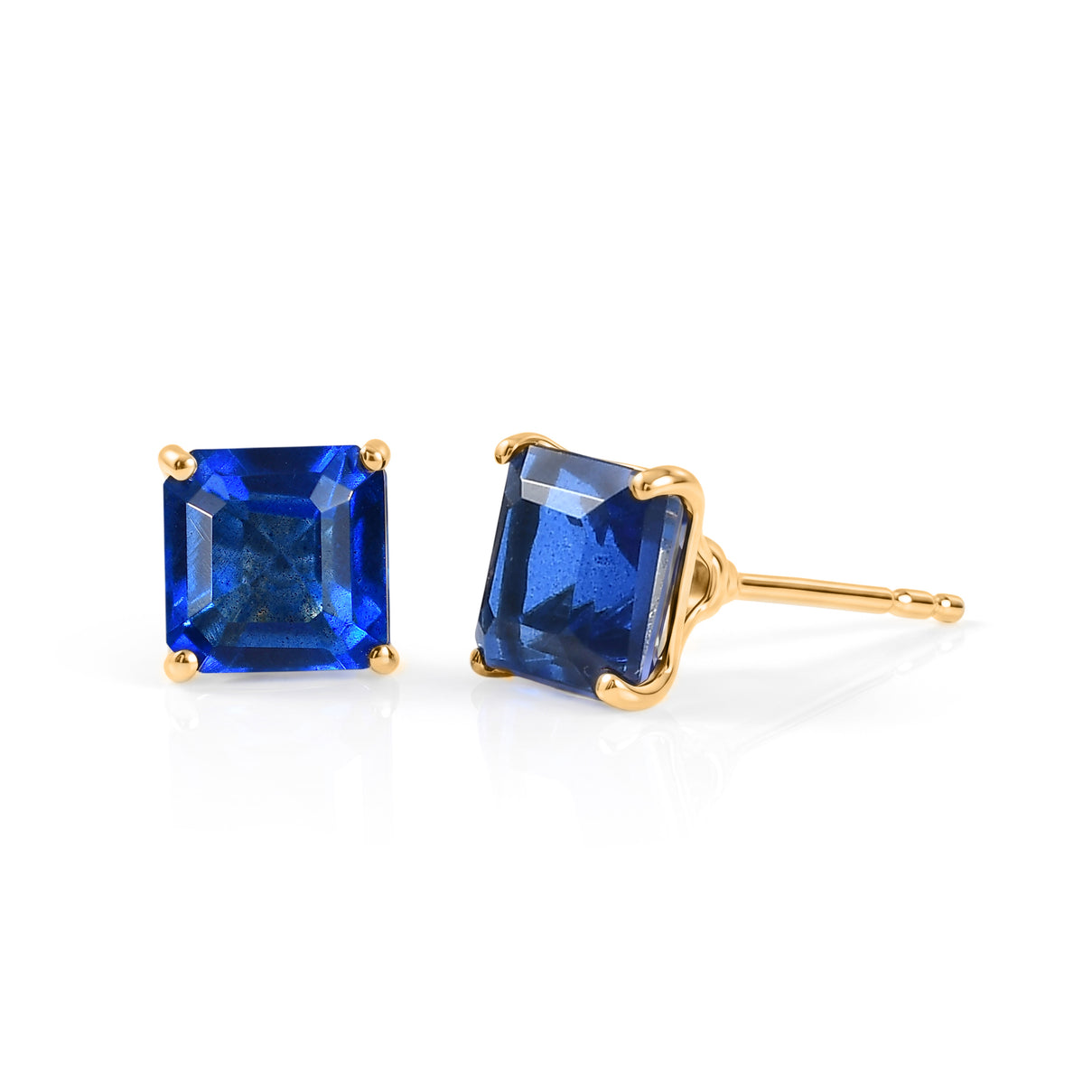 Ceylon Color Quartz Solitaire Stud Push Post Earring in Yellow Gold Plated Sterling Silver 4.05 Ct. V32526820 0