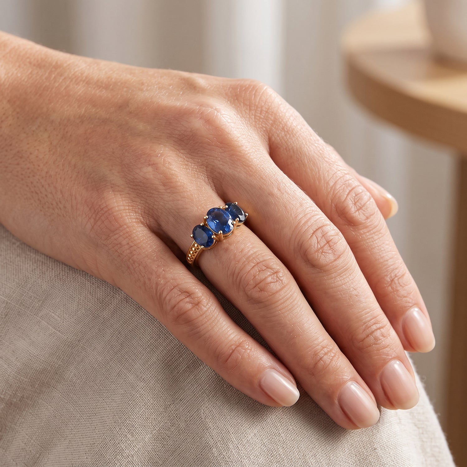 D'Joy Ceylon Colour Quartz Trilogy Ring in Yellow Gold Plated Sterling Silver V32518916 2