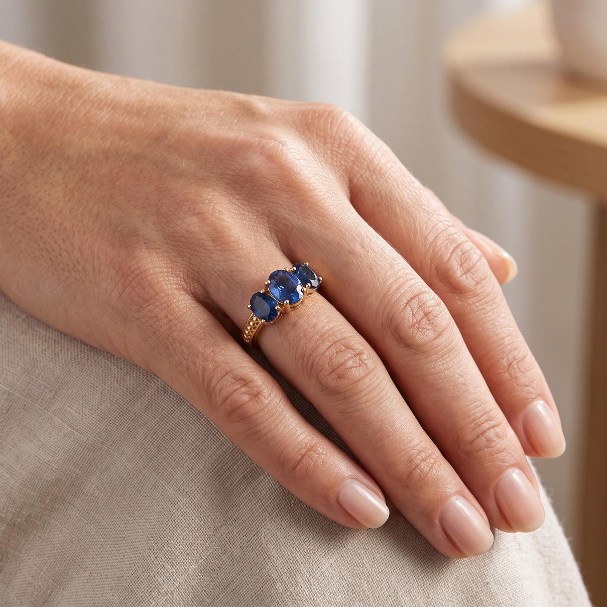 D'Joy Ceylon Colour Quartz Trilogy Ring in Yellow Gold Plated Sterling Silver V32518917 2