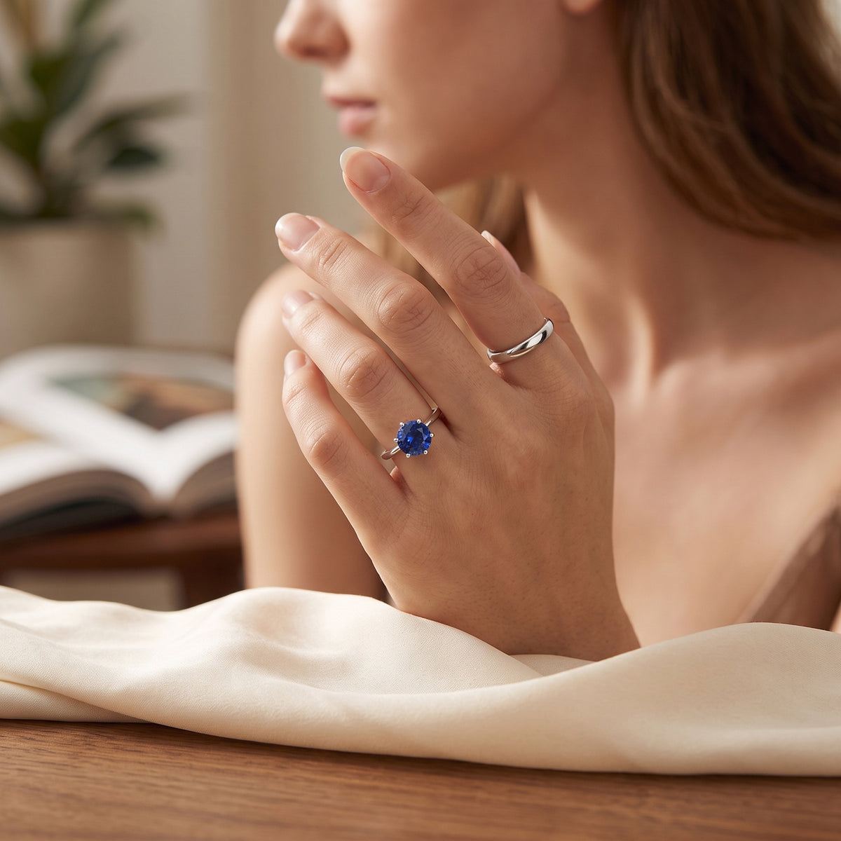 D'Joy Round Ceylon Colour Quartz Round Solitaire Ring in Platinum Overlay Sterling Silver V32587712 3