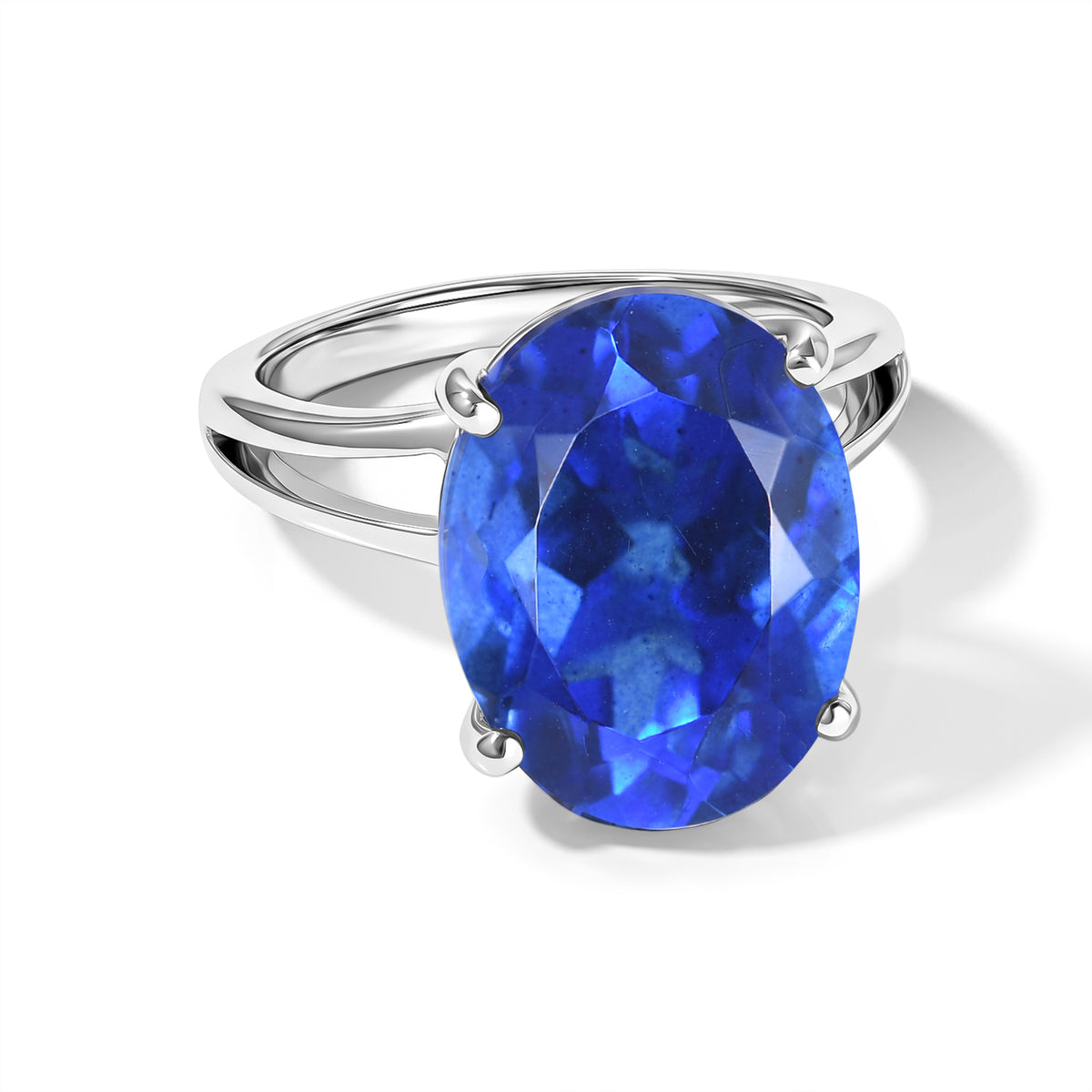 D'Joy Oval Ceylon Colour Quartz Solitaire Ring in Platinum Overlay Sterling Silver V32650506 0