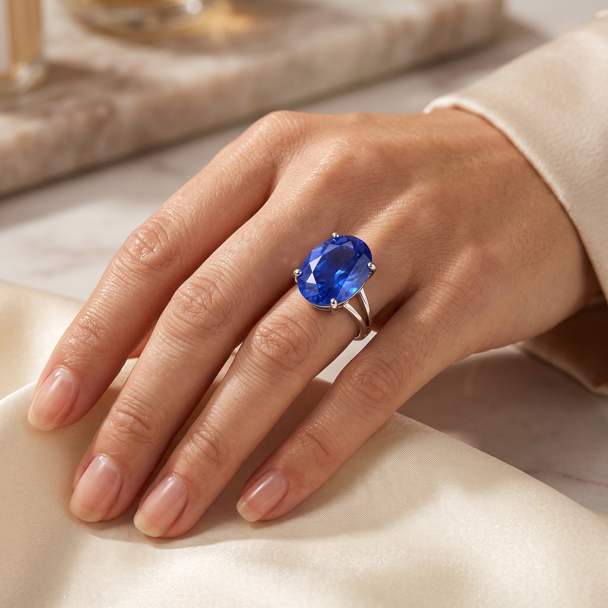 D'Joy Oval Ceylon Colour Quartz Solitaire Ring in Platinum Overlay Sterling Silver V32650506 2