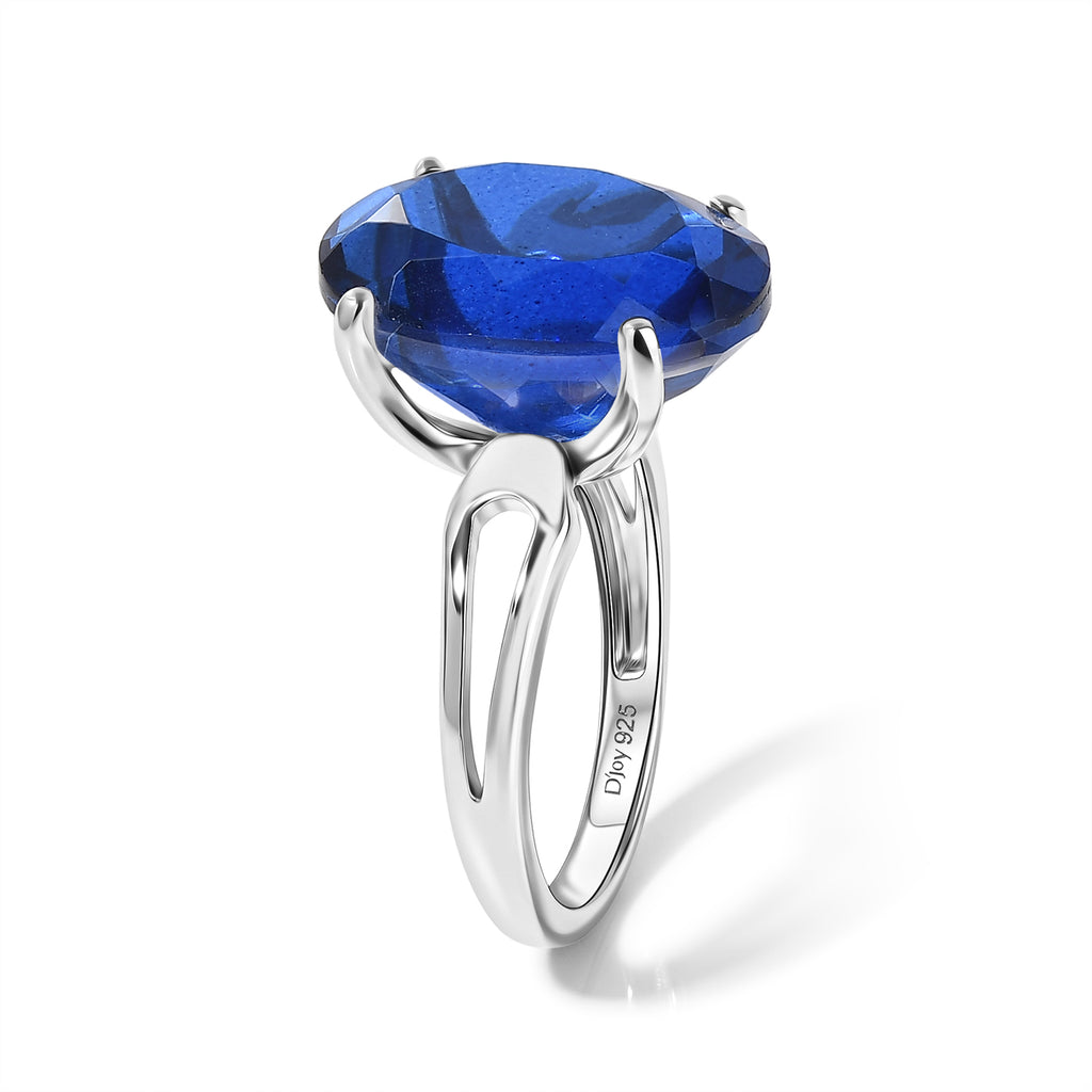 D'Joy - Ceylon Color Quartz Solitaire Ring in Platinum Overlay Sterling Silver 10.17 Ct._8607566_3