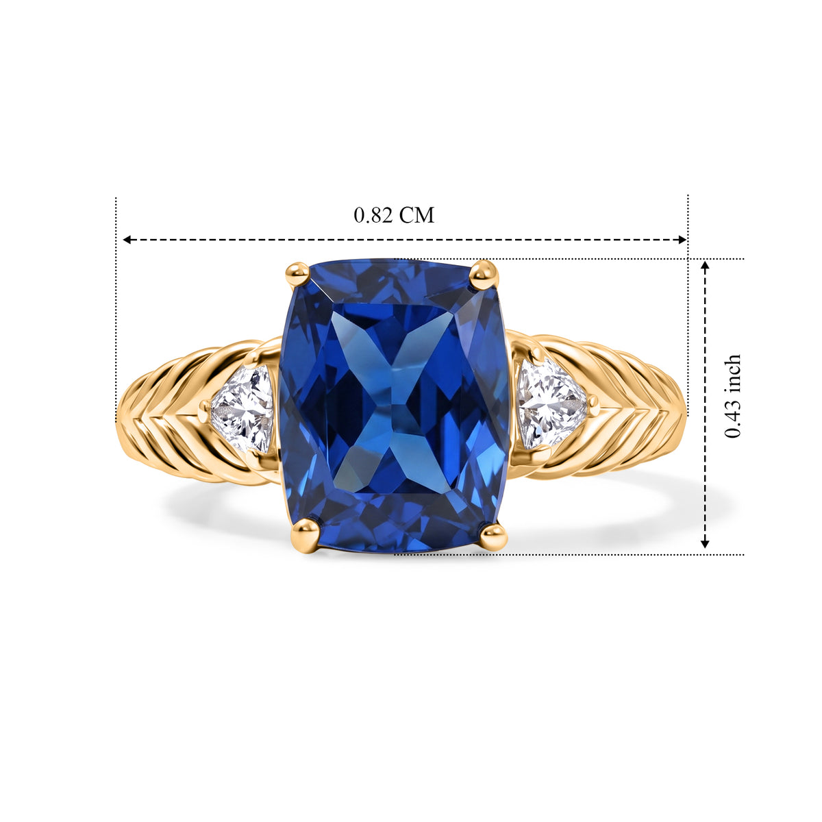 D'Joy Ceylon Colour Quartz &amp; White Topaz Trilogy Ring in Yellow Gold Plated Sterling Silver 8607574 6