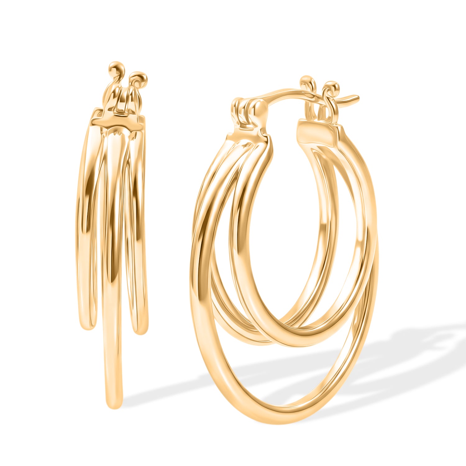 EverTrue Bronzella Collection Triple Hoop Earrings in Yellow Gold Tone V32414659 0
