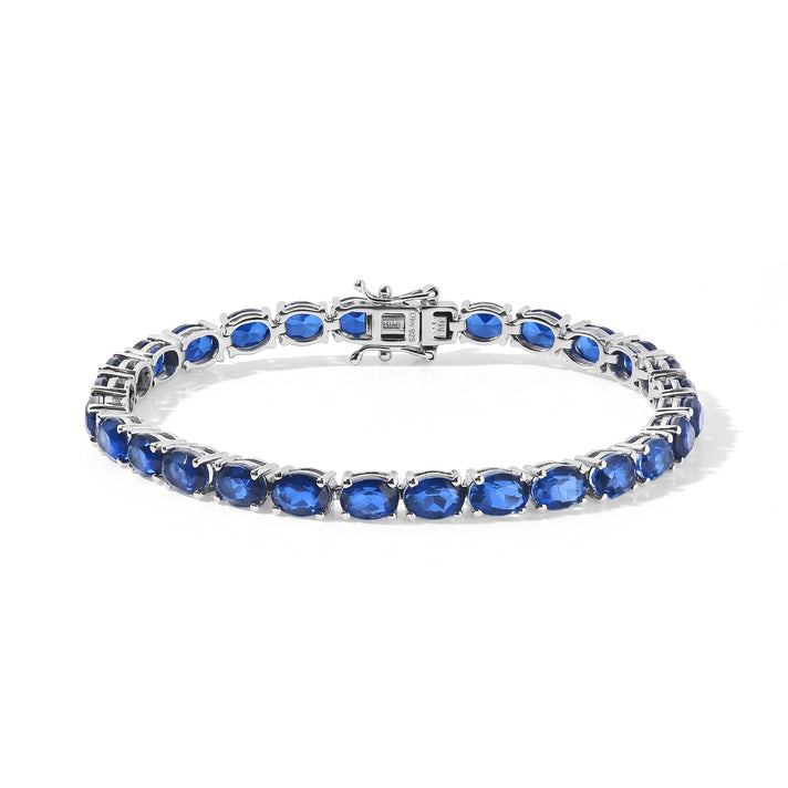 D'Joy - Ceylon Color Quartz Tennis Bracelet (Size - 8) with GB Lock Box in Rhodium Overlay Sterling Silver 24.70 Ct, Silver Wt. 13.24 Gms 8607592 1