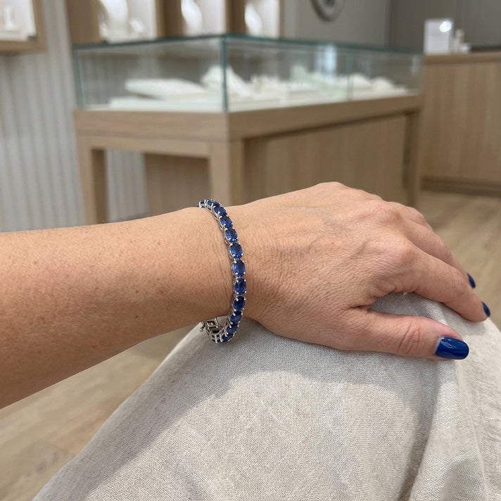 D'Joy - Ceylon Color Quartz Tennis Bracelet (Size - 8) with GB Lock Box in Rhodium Overlay Sterling Silver 24.70 Ct, Silver Wt. 13.24 Gms 8607592 2