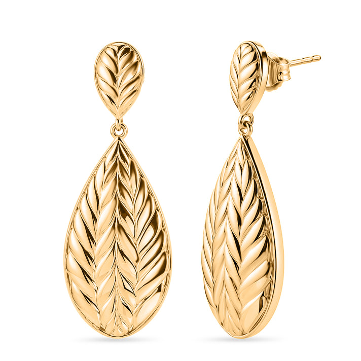 EverTrue Bronzella Collection - Filigree Leaf Drop Earring with Push Post in 18K Gold Plating 8607600 1