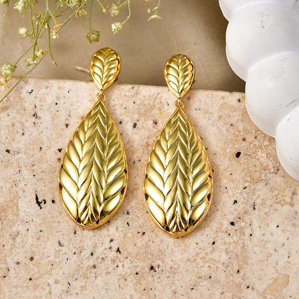 EverTrue Bronzella Collection - Filigree Leaf Drop Earring with Push Post in 18K Gold Plating_8607600_2