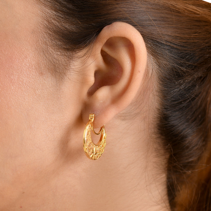 EverTrue Bronzella Collection - Filigree Hoop Earring with Clasp in 18K Gold Plating 8607604 2