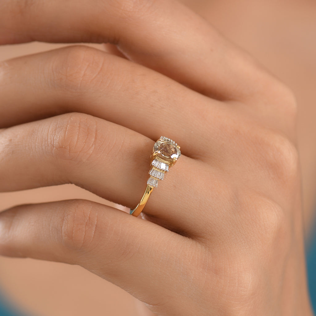 D'Joy Premium Natural Turkizite & Natural White Diamond Ring in 18K Vermeil Yellow Gold Plated Sterling Silver 1.20 Ct._8607628_1