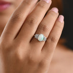 Luxuriant - Ethiopian Opal & Lab Grown Diamond (SI/G-H) Ring in Rhodium Overlay Sterling Silver 1.40 Ct._8607665_1