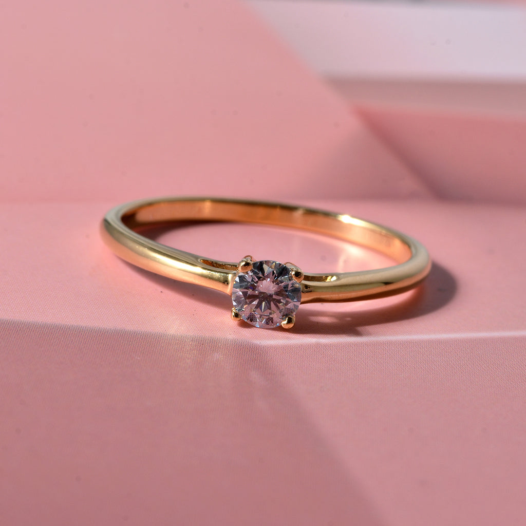 Luxuriant - Lab Grown Diamond (SI/G-H) Solitaire Band Ring in 18K Vermeil Yellow Gold Plated Sterling Silver 0.25 Ct._8607682_2