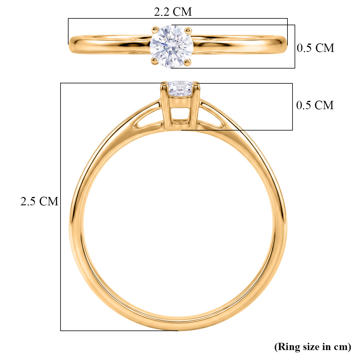 Luxuriant - Lab Grown Diamond (SI-G-H) Solitaire Band Ring in 18K Vermeil Yellow Gold Plated Sterling Silver 8607682 6