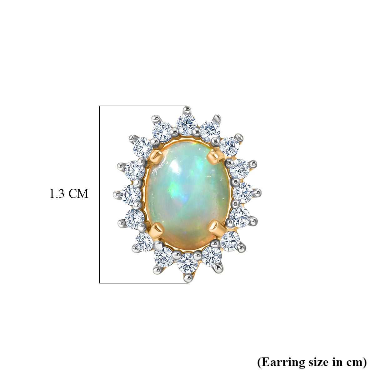D'Joy - Ethiopian Opal &amp; White Zircon Halo Earring with Push Post in Yellow Gold Plated Sterling Silver 2.40 Ct. V32489408 4