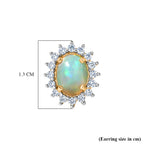 D'Joy - Ethiopian Opal & White Zircon Halo Earring with Push Post in Yellow Gold Plated Sterling Silver 2.40 Ct._8607714_4