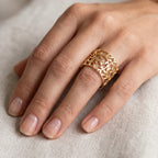 EverTrue Bronzella Collection - Leaf Vine Filigree Ring in 18K Gold Plating_8607758_1