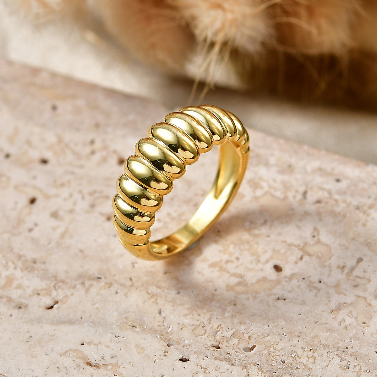 Bronzella Collection - Scalloped Ring in 18K Gold Plating 3.00 Gms V32602954 3