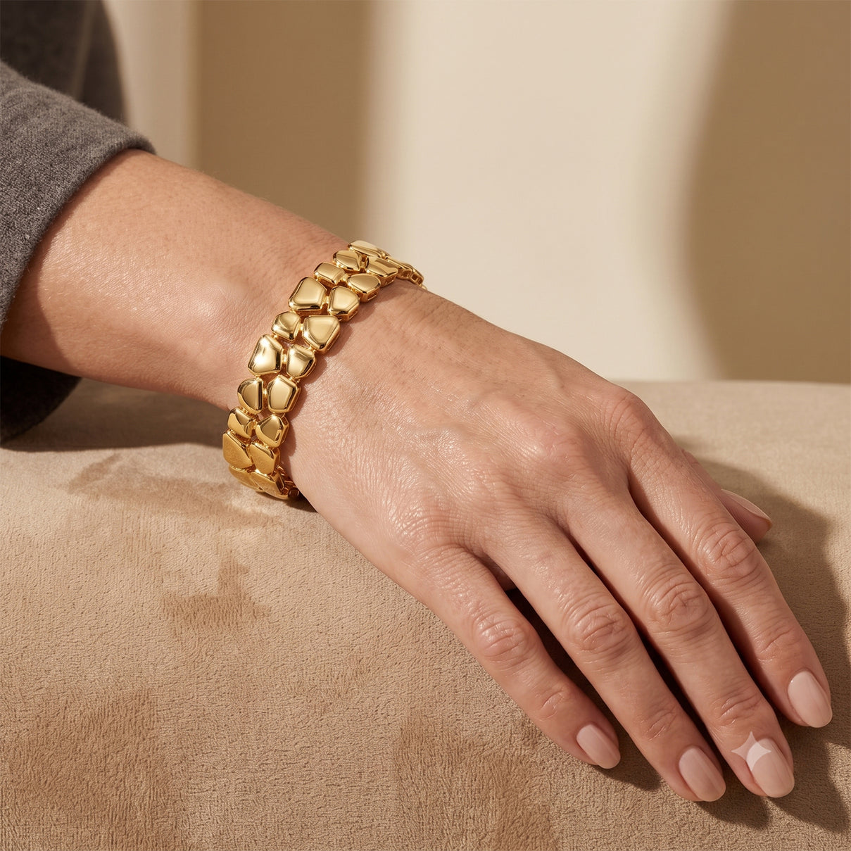 EverTrue Bronzella Collection - Pebble Link Bracelet (Size - 7.5) with GB Lock Box in 18K Gold Plating V32528675 2