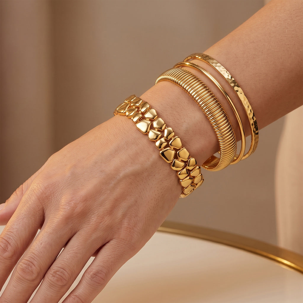 EverTrue Bronzella Collection - Pebble Link Bracelet (Size - 7.5) with GB Lock Box in Yellow Gold Tone_8607791_2
