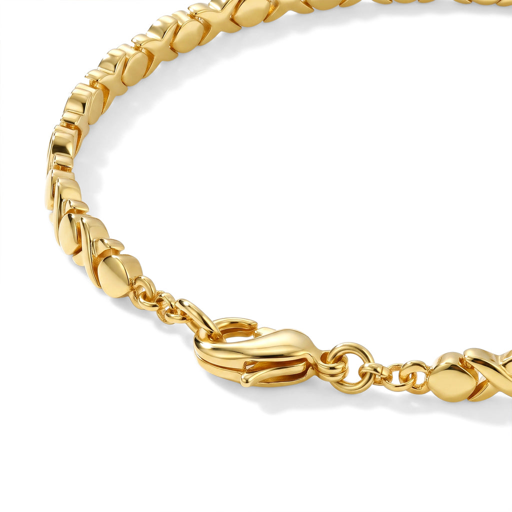 EverTrue Bronzella Collection - Cross Link Bracelet (Size - 7.5) in Yellow Gold Tone_8607792_3