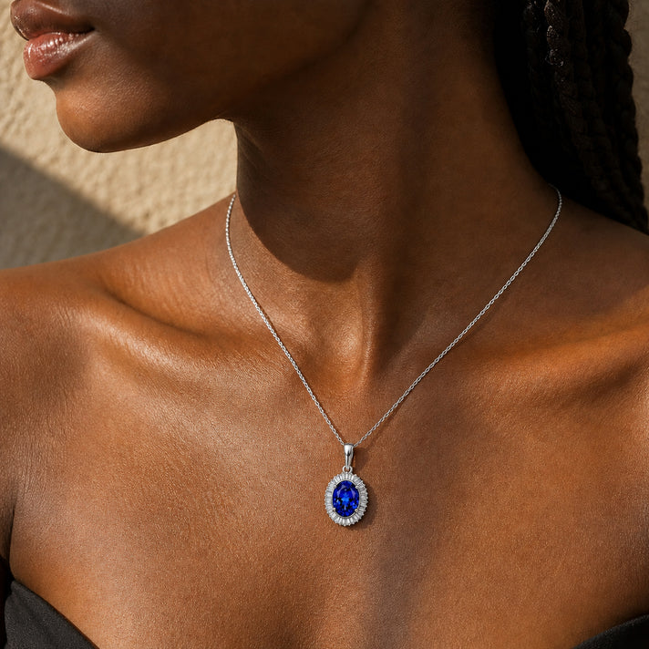 Rhapsody 950 Platinum AAAA Intense Vivid Tanzanite (5.18 Ct) &amp; Natural Diamond (0.90 VS-E-F) Pendant 6.05 Ct 8607959 2