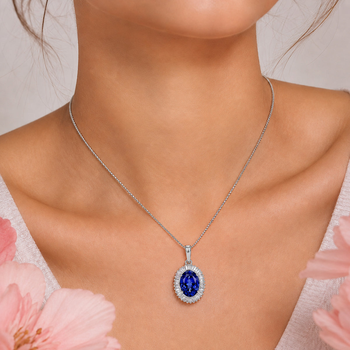 Rhapsody 950 Platinum AAAA Intense Vivid Tanzanite (5.18 Ct) &amp; Natural Diamond (0.90 VS-E-F) Pendant 6.05 Ct 8607959 4