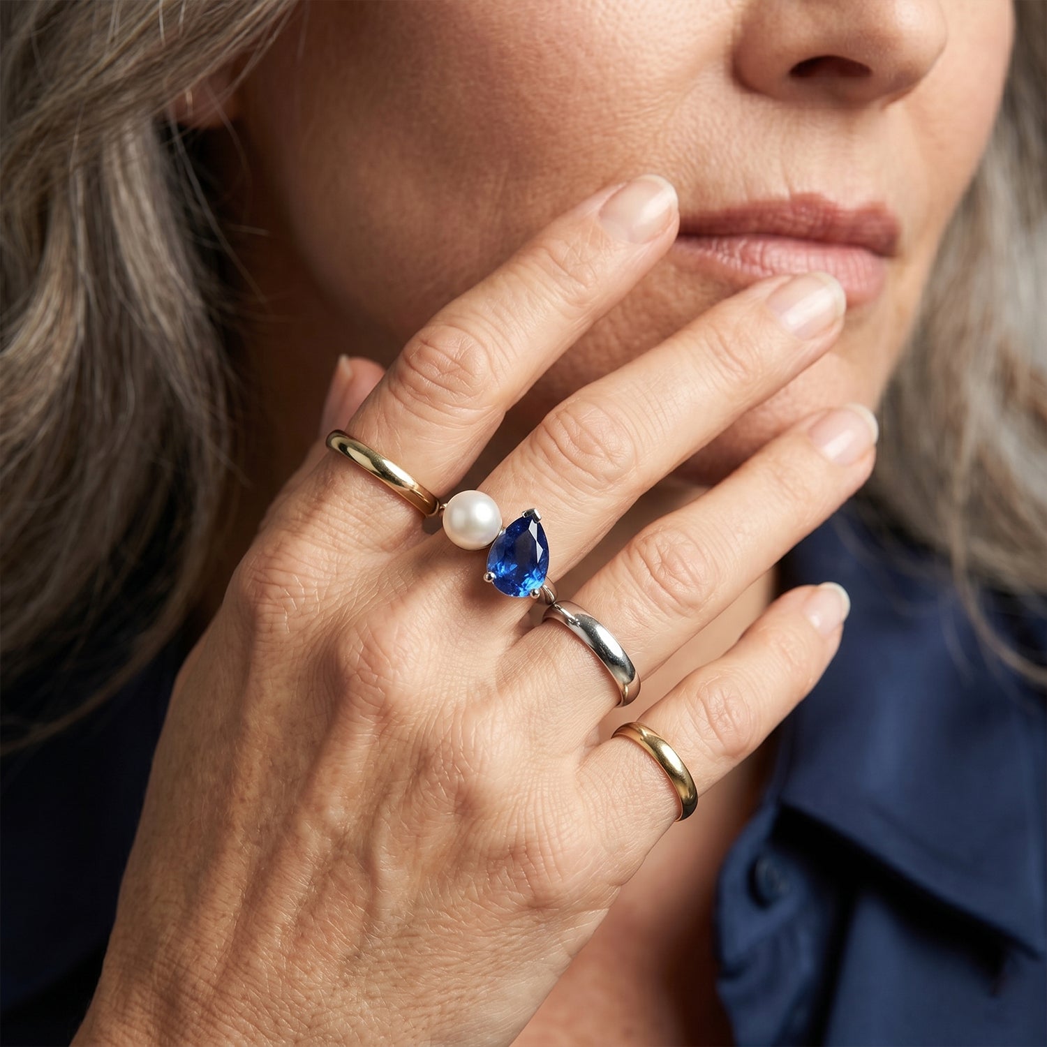 D'Joy Ceylon Colour Quartz &amp; Freshwater Pearl Toi et Moi Ring in Platinum Overlay Sterling Silver V32490105 3