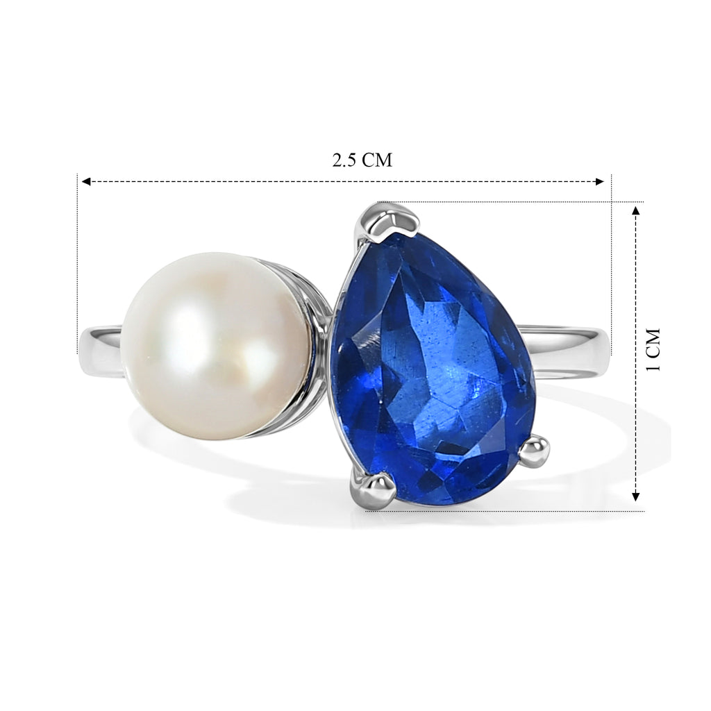 D'Joy - Ceylon Color Quartz & Fresh Water Toi et Moi Ring in Platinum Overlay Sterling Silver 3.70 Ct._8607999_5