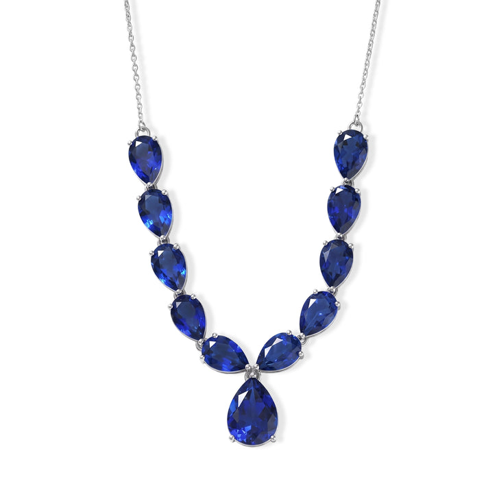 D'Joy - Ceylon Color Quartz Pear Drop Necklace (Size - 20) in Rhodium Overlay Sterling Silver 39.83 Ct. 8608012 1