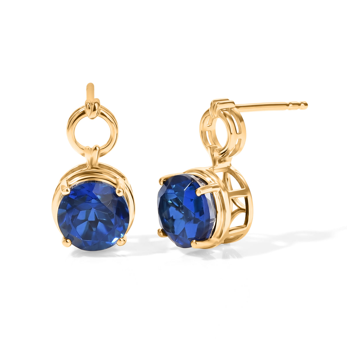 D'Joy - Ceylon Color Quartz Dangling Earring with Push Post in Yellow Gold Plated Sterling Silver 4.60 Ct. 8608013 0
