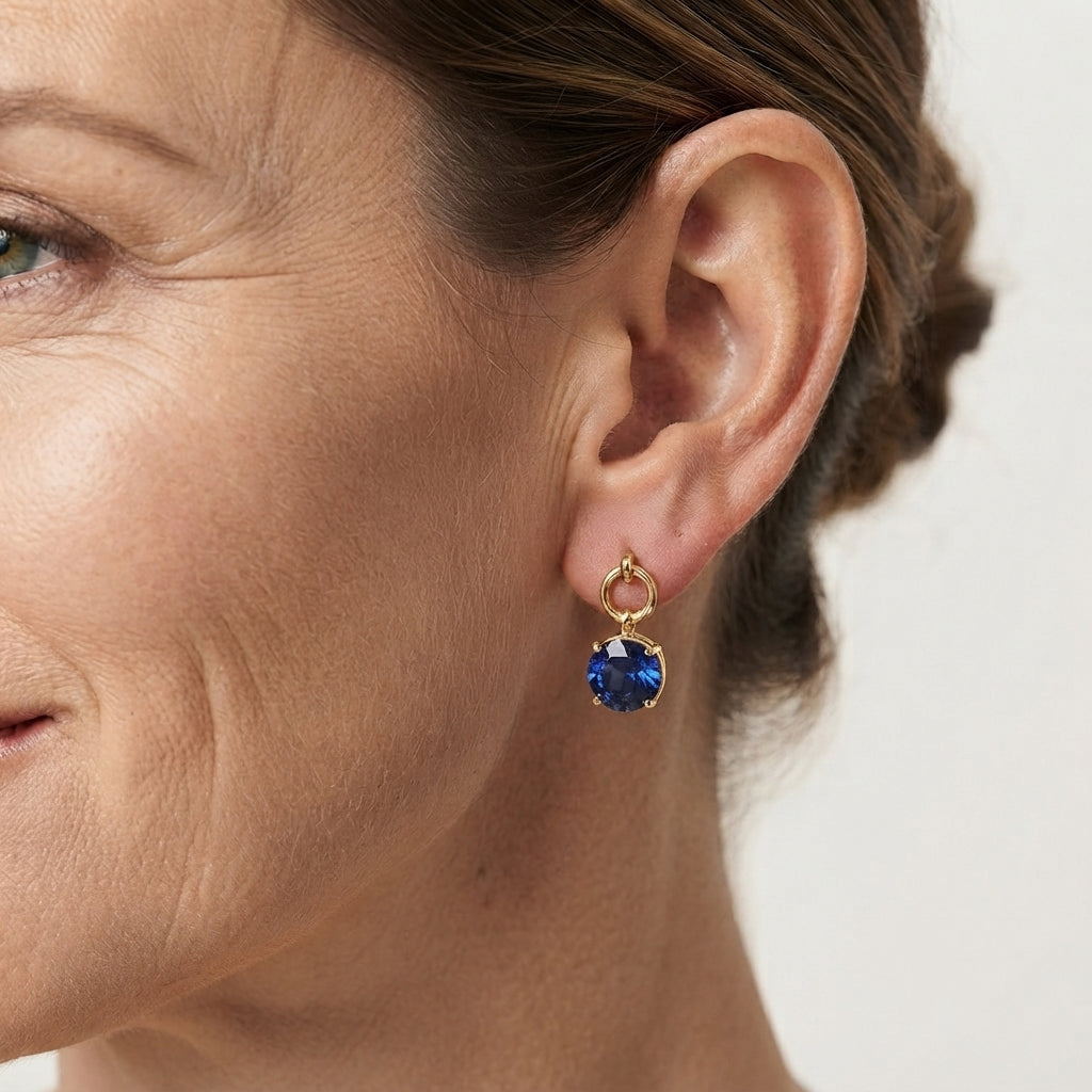D'Joy - Ceylon Color Quartz Dangling Earring with Push Post in Yellow Gold Plated Sterling Silver 4.60 Ct. 8608013 2