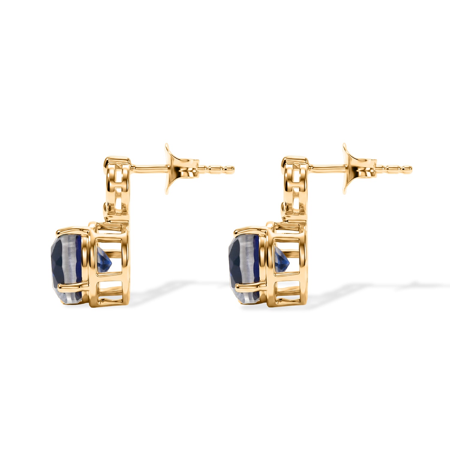 D'Joy - Ceylon Color Quartz Dangling Earring with Push Post in Yellow Gold Plated Sterling Silver 4.60 Ct. 8608013 4