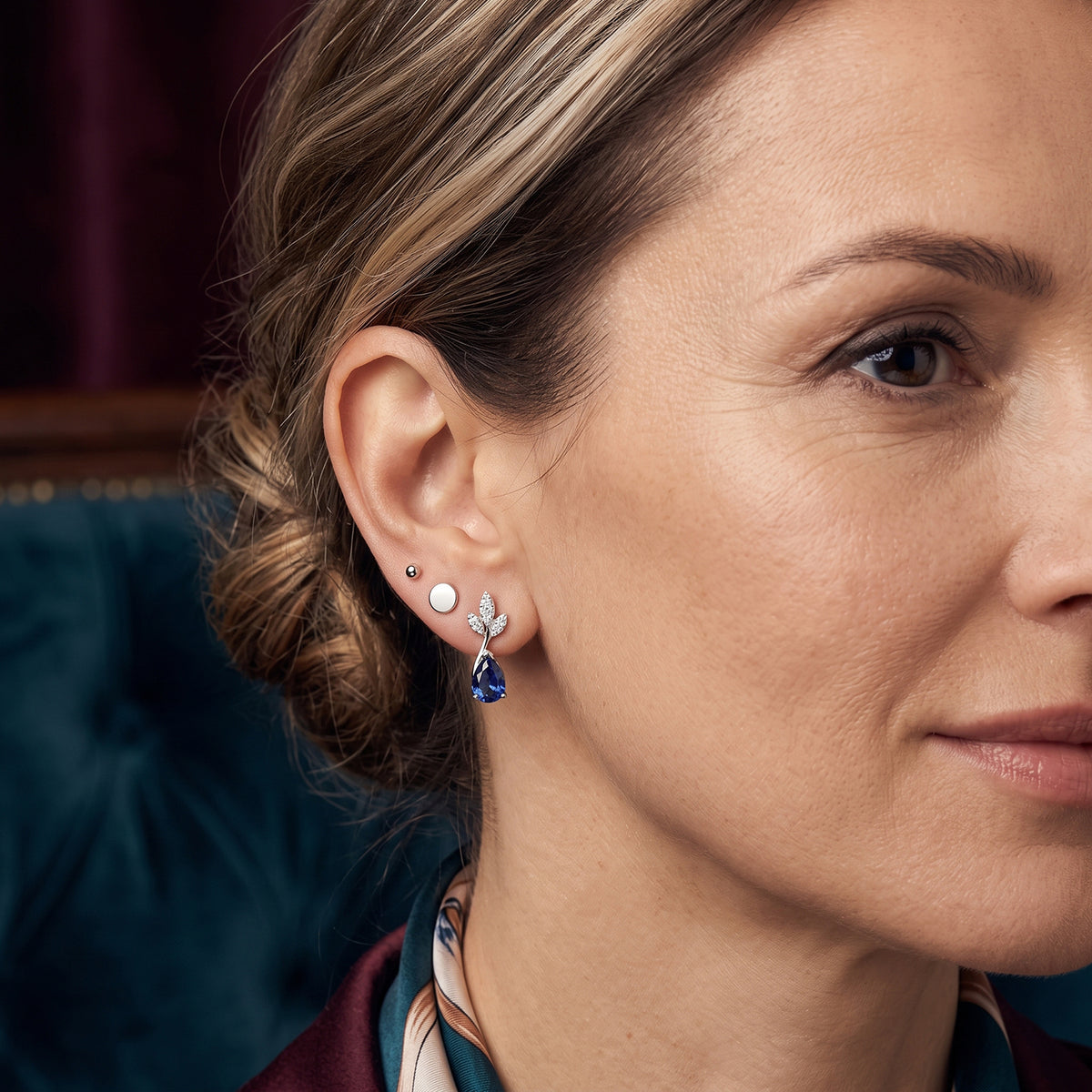 D'Joy - Ceylon Color Quartz &amp; White Zircon Drop Earring with Push Post in Platinum Overlay Sterling Silver 1.76 Ct. V32513703 3