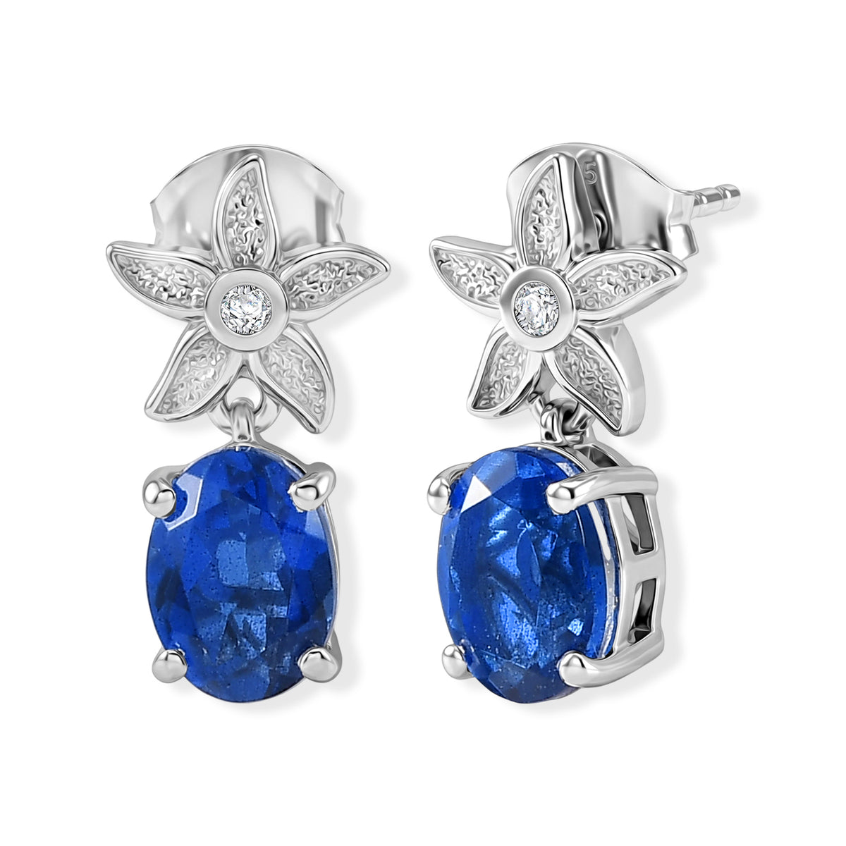 D'Joy - Ceylon Color Quartz &amp; White Zircon Dangling Earring with Push Post in Platinum Overlay Sterling Silver 2.70 Ct. V32518455 0