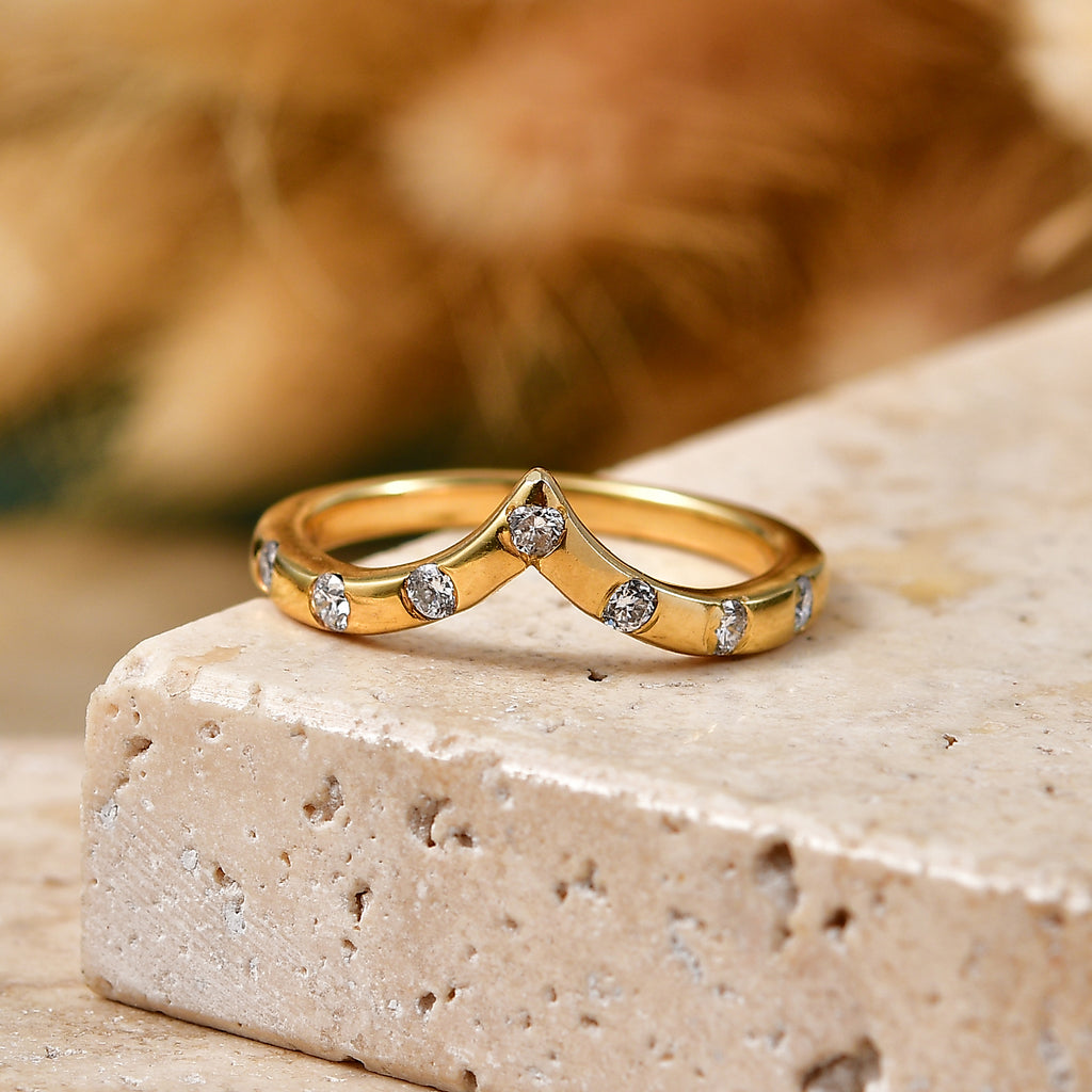 Luxuriant - Lab Grown Diamond (SI/G-H) Wishbone Ring in 18K Vermeil Yellow Gold Plated Sterling Silver 0.25 Ct._8608468_2