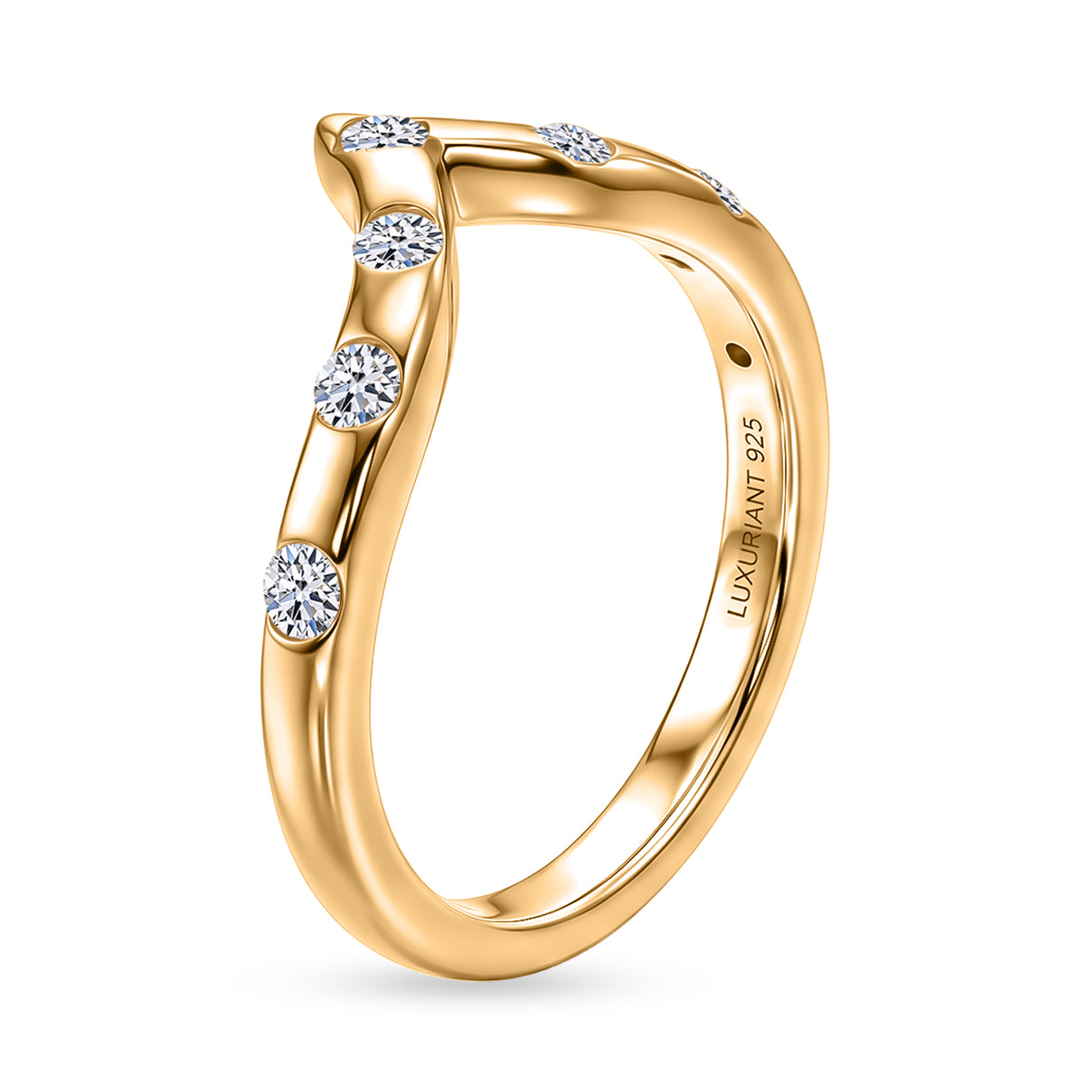 Luxuriant - Lab Grown Diamond (SI-G-H) Wishbone Ring in 18K Vermeil Yellow Gold Plated Sterling Silver 8608468 4