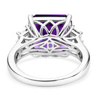 D'Joy - AAA Zambian Amethyst & White Zircon Trilogy Ring in Rhodium Overlay Sterling Silver 6.80 Ct._8608568_4